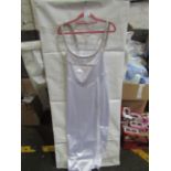 3x Pretty Little Thing Silver Diamante Strap Detail Satin Slit Maxi Dress, Size 16, New & Packaged.