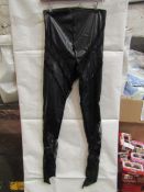 5x Pretty Little Thing Shape Black Faux Leather Lace Insert Leggings, Size 16, New & Packaged.