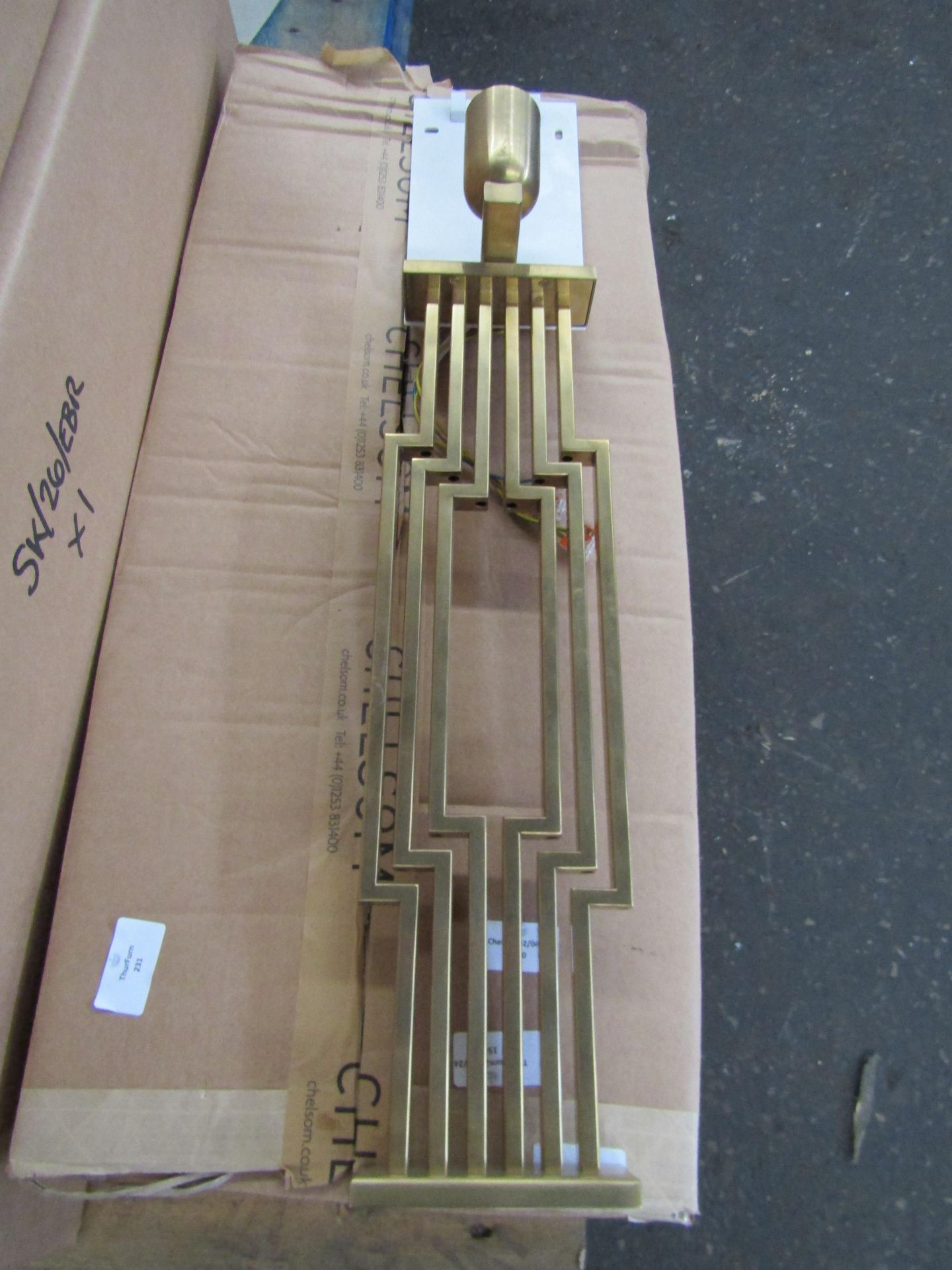 Chelsom Long Brass Long Wall Light, Missing Shade - Unused & Boxed.
