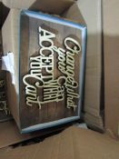 " Change What You Can Accept What You Cant " Wooden Wall Signs - New & Boxed.