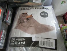 Asab - Grey Cosy Adult Snuggle Blanket - Packaged.