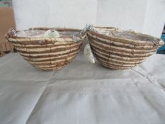 2x Kingfisher - 12" Rope Hanging Baskets - New.