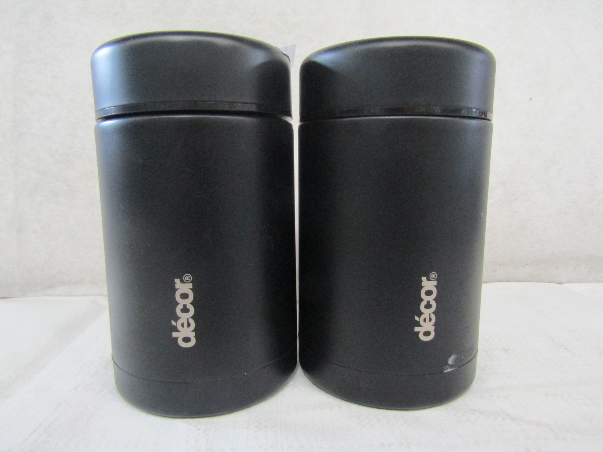 2x D‚cor - Stainless Steel Black Food Flask / 520ml - Good Condition & No Packaging.
