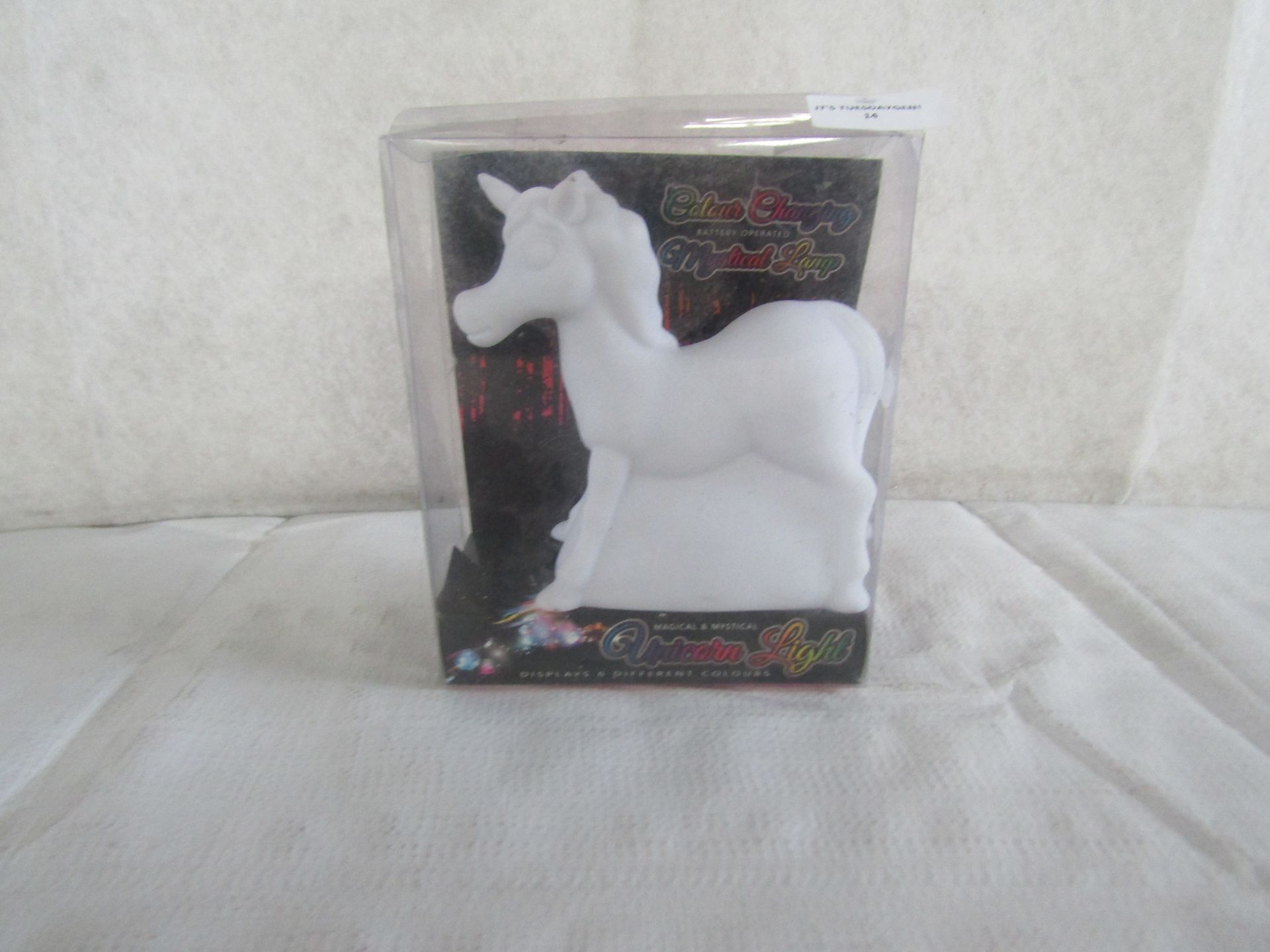 Colour-Changing Mystical Unicorn Lamp - Packaged.