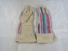 2X Deckchain Stripes - Rainbow Gaunt Gardening Gloves - Size M/L - New & Packaged.