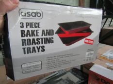Asab - 3-Piece Non-Stick Bake & Roasting Trays - Boxed.