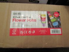 Asab 10 Pack Metal Iron Flower Pots - Unchecked & Boxed.