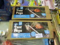 4 X Boxes of 10 Tent Pegs Size 22.5 X 5.6 CM Super Sharp Tips Unchecked & Boxed