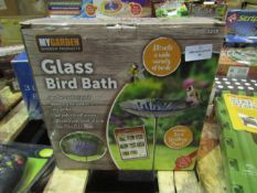 My Garden Glass Bird Bath Size 25.4 X 25.4 X 59 CM Unchecked & Boxed