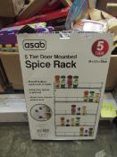 Asab 5 Tier Door Mounted Spice Rack, Size: 39 x 5.5 x 59cm - Unchecked & Boxed.