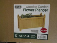 Asab Wooden Garden Flower Planter Medium, Size: 60 x 20 x 34cm - Unchecked & Boxed.