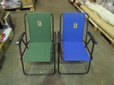 2x Asab Folding Chairs, Colours: Green & Blue - Both In Good Condition.