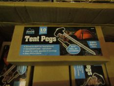 4 X Boxes of 10 Tent Pegs Size 22.5 X 5.6 CM Super Sharp Tips Unchecked & Boxed