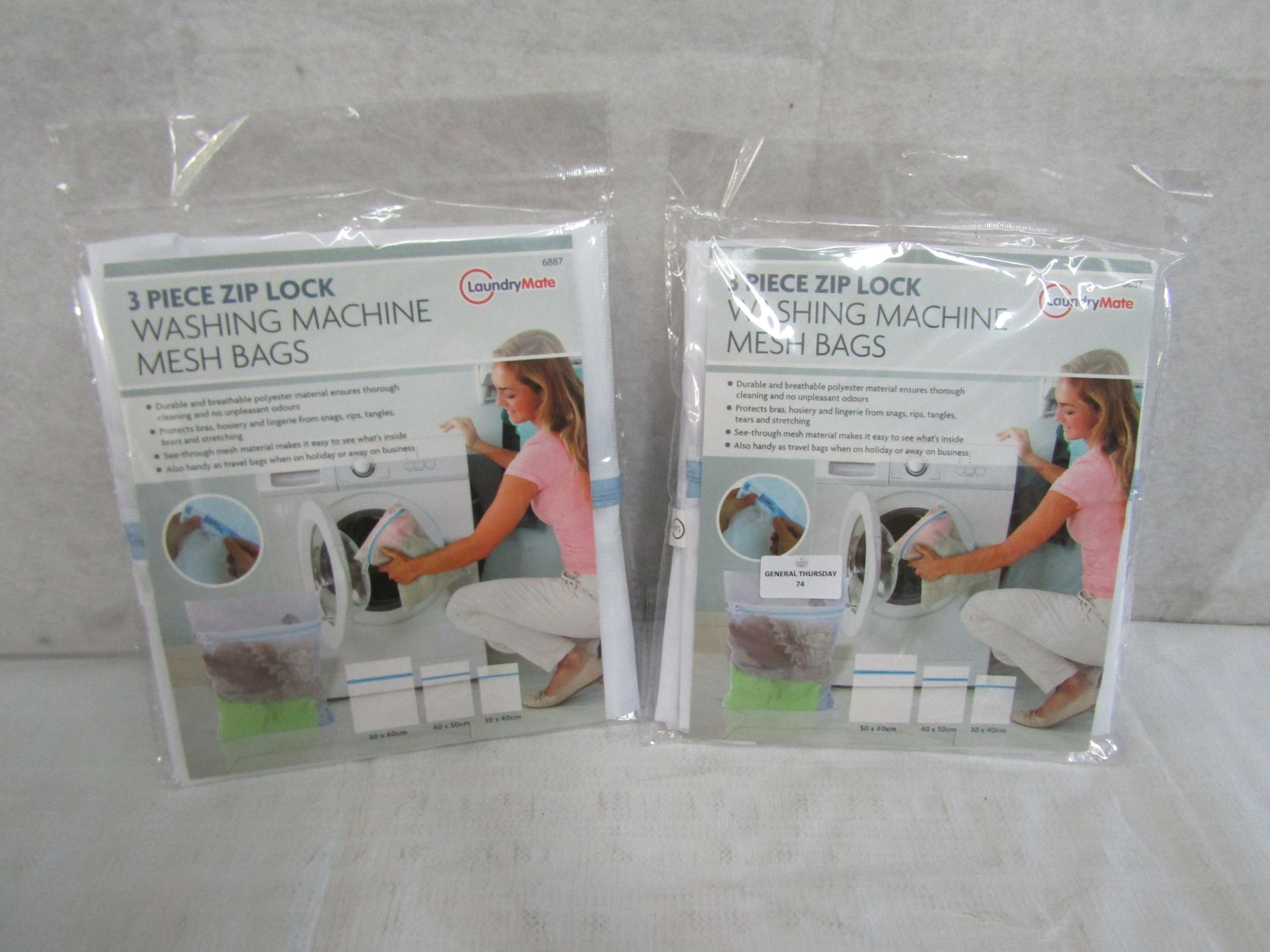 2x LaundryMate - 3-Piece Zip-Lock Washing Machine Mesh Bags - New & Packaged.