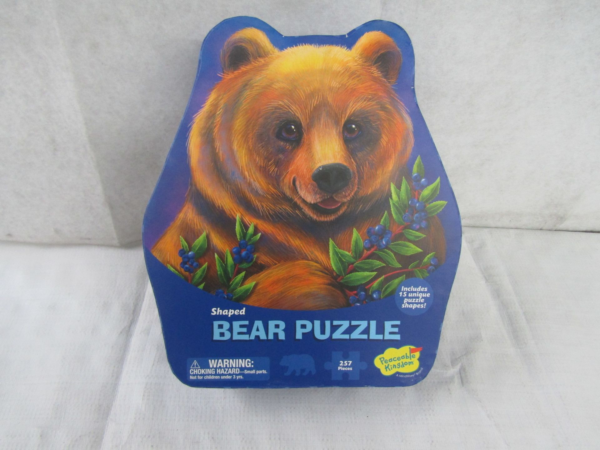 2X Peaceable Kingdom - 257pc Bear Shaped Puzzle - New.