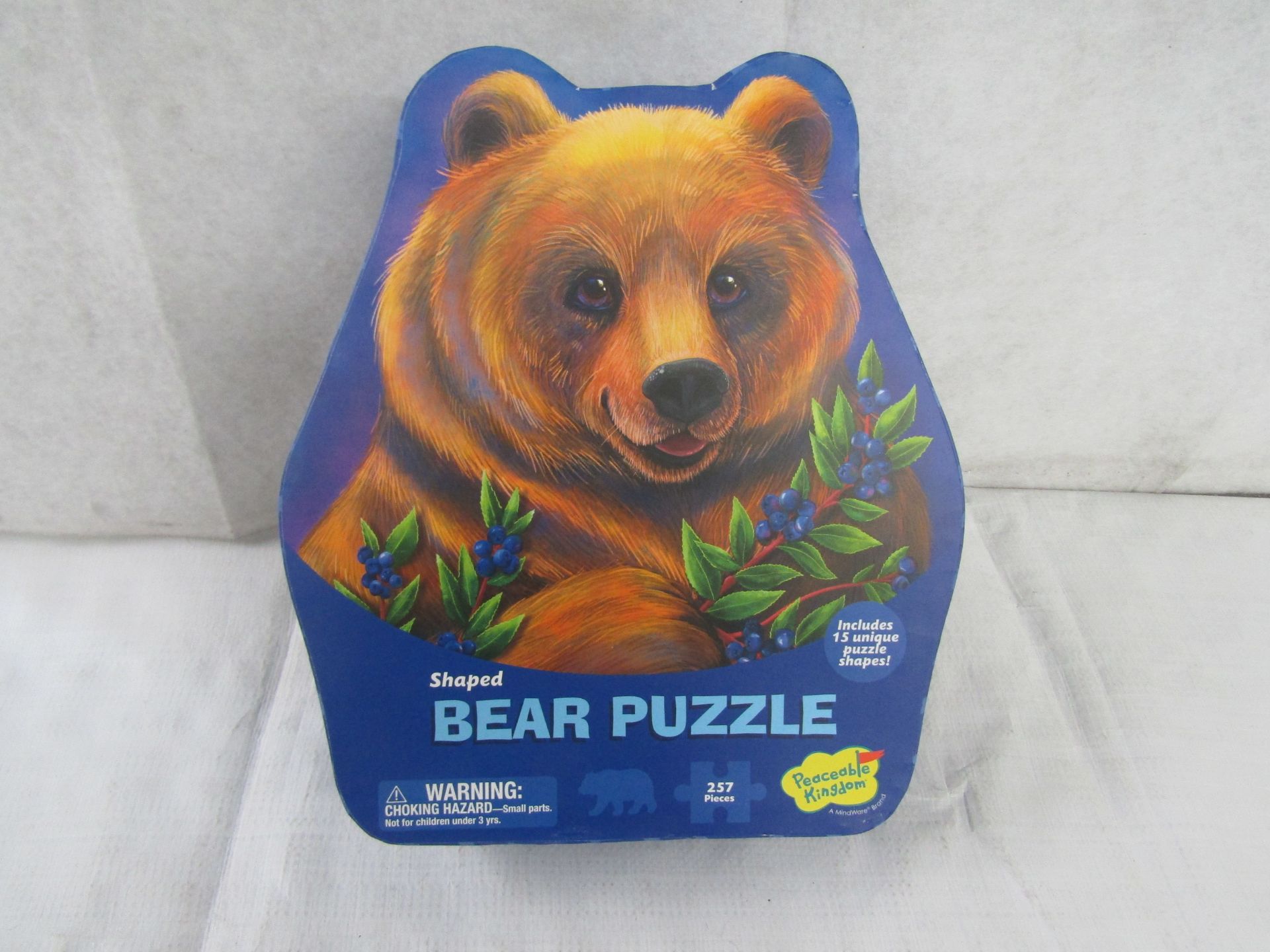 2X Peaceable Kingdom - 257pc Bear Shaped Puzzle - New.