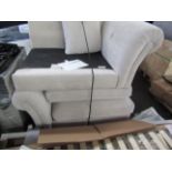 DFS Valentina Pillow Back 4 Seater Split Sofa in Velvet Piped Linen Combination RRP 1899DFS