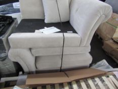 DFS Valentina Pillow Back 4 Seater Split Sofa in Velvet Piped Linen Combination RRP 1899DFS