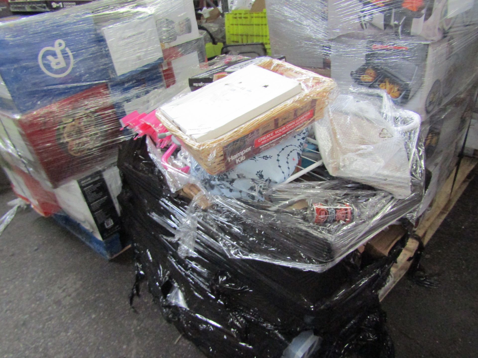 Pallet of unmanifested customer returns, can contain unwanted, refused delivery, missing parts and