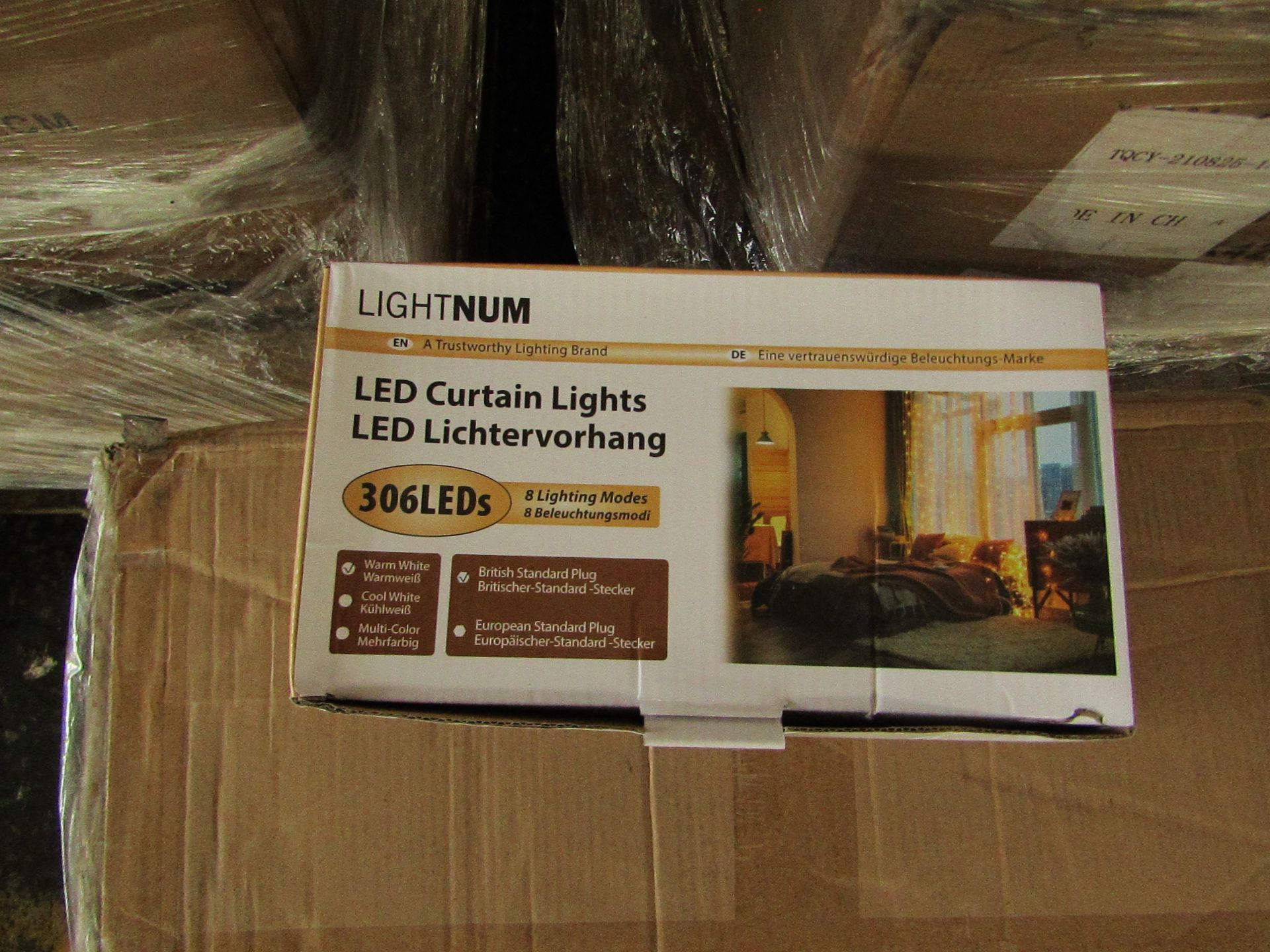 24x Lightnum LED 3mtr Light curtains with 306 LED and 8 modes, new and boxed.