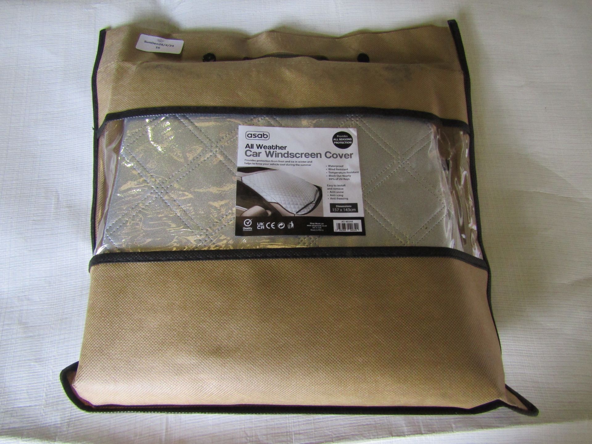 Asab All Weather Car Windscreen Cover, Size: 157 x 143cm - Unchecked & Packaged.
