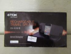TDK Rechargeable Travel Speaker, Made For Iphone & Ipod, Unchecked & Boxed.