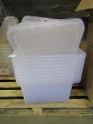 7x Large Sized Plastic Tubs With Lids, Used But Good Condition.