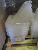 6x Medium Sized Plastic Tubs With Lids, Used But Good Condition.