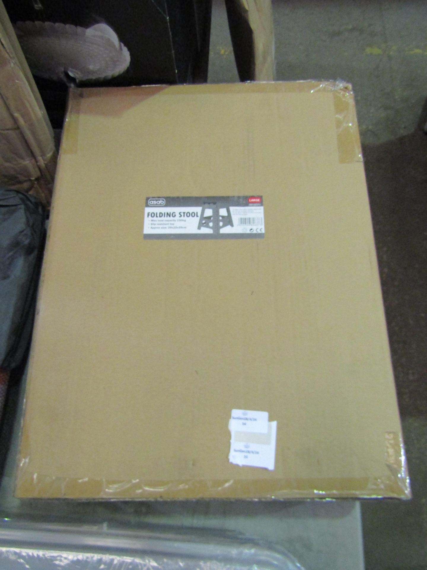 Asab Grey Folding Stool, Size: 29 x 22 x 39cm - Unchecked & Boxed.