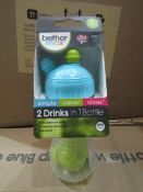 2x Brother Max 340ml 12+ Months 2 Drinks In 1 Bottle, Blue - New & Packaged.