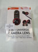 2x Items Being - 1x Universal 3-in1 Camera Lens, 1x Titania Pocket Mirror, Unchecked & Boxed.