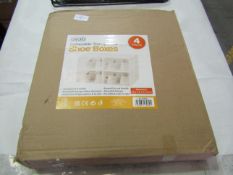 Asab 4 Pack Collapsible Transparent Shoe Box - Unchecked & Boxed.