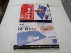 2x Items Being - 1x Asab Cooling Gel Pillow, No Refrigeration Required - 1x Pet Comforts Cooling Pet