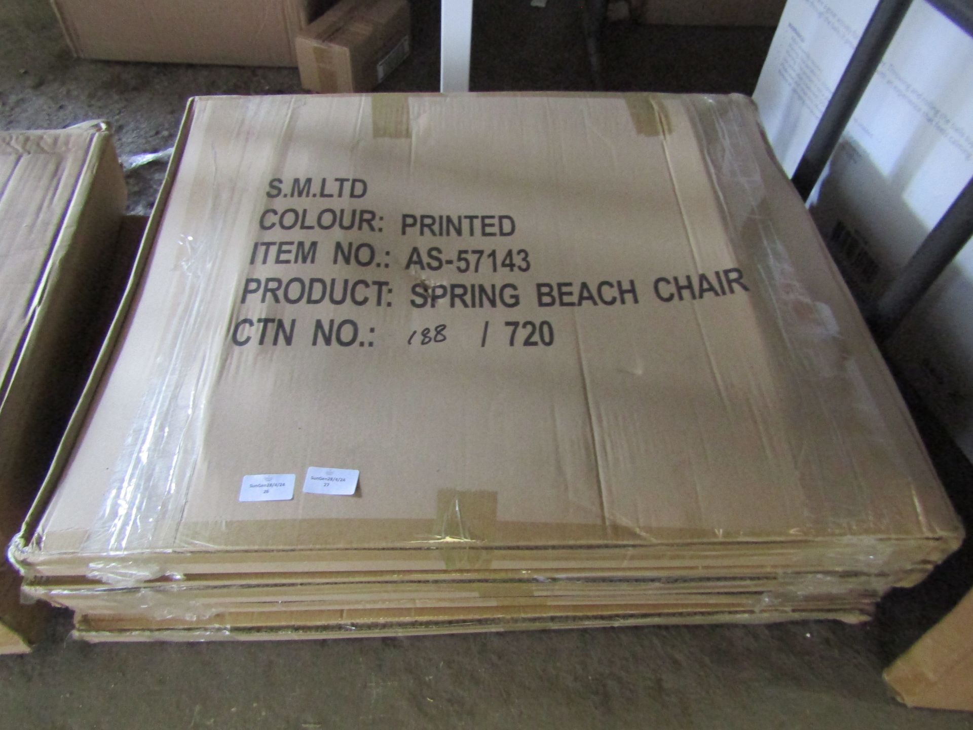 2x Asab Printed Spring Beach Chair - Unchecked & Boxed.