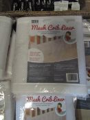 2x Baby Hub Mesh Crib Liner, 3 Sided Wrap Includes One Panel 177cm Long 22cm High - New & Packaged.