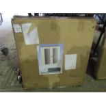 Double Mirror White Bathroom Cabinet With bamboo Top, Size: 56 x 13 x 58cm - Unchecked & Boxed.