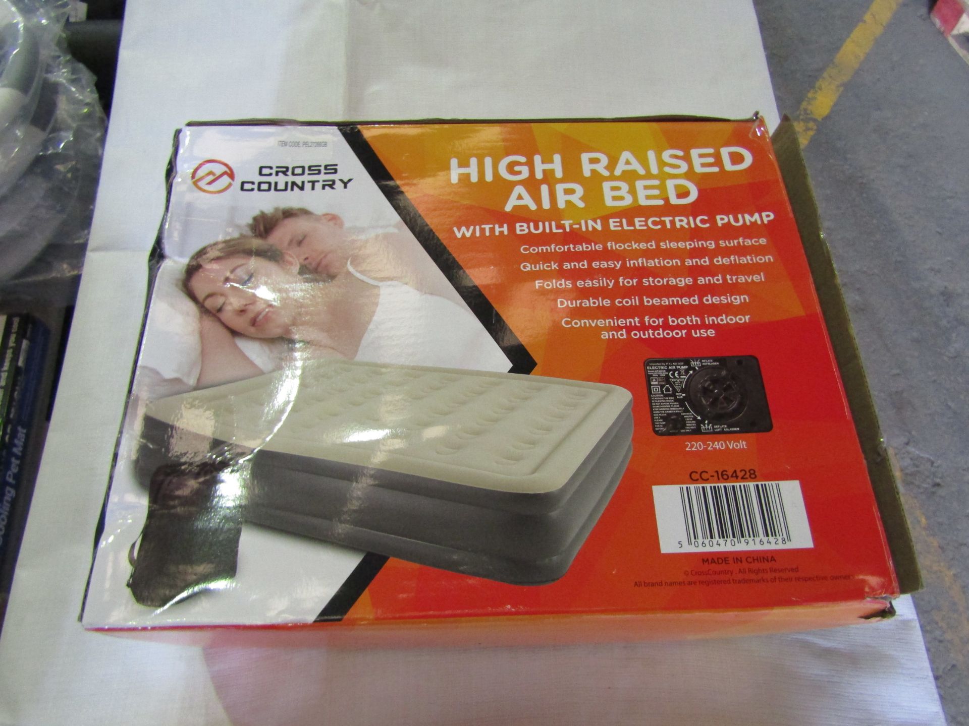 Cross Country Queen Size High Raised Air Bed With Built-In Electric Pump - Unchecked & Boxed.