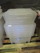 6x Medium Sized Plastic Tubs With Lids, Used But Good Condition.