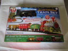 Deluxe Christmas Train Set With Realistic Sound & Light, 14 Pcs - Unchecked & Boxed.