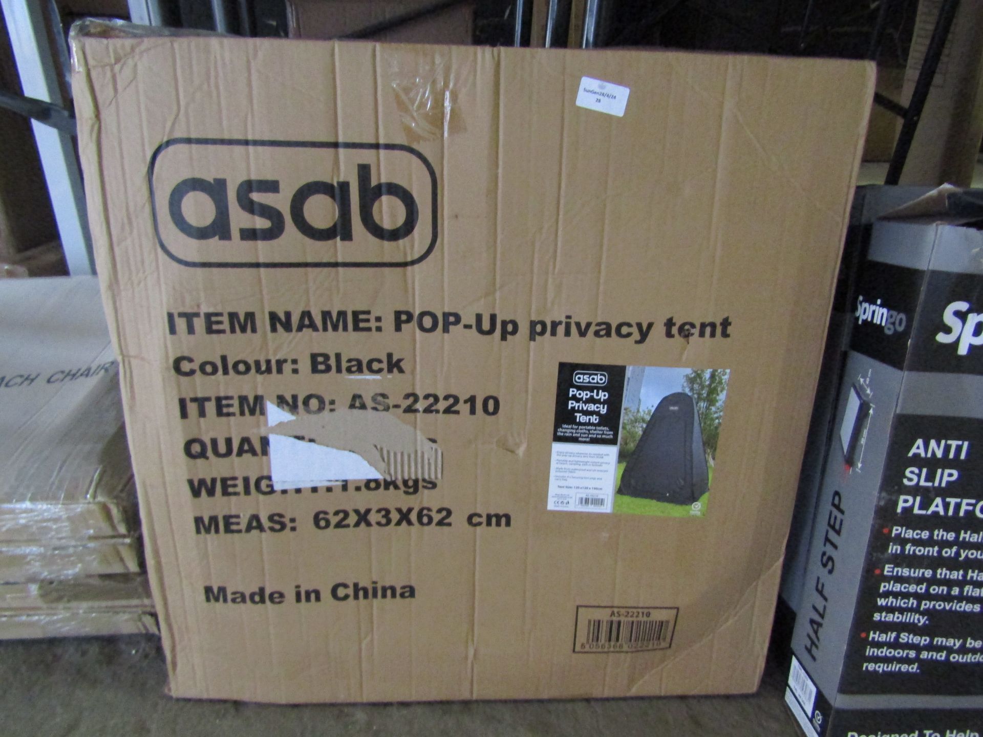Asab Pop-Up Black Privacy Tent, Size: 120 x 120 x 190cm - Unchecked & Boxed.