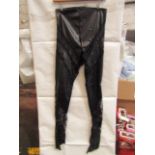 5x Pretty Little Thing Shape Black Faux Leather Lace Insert Leggings, Size 18, New & Packaged.