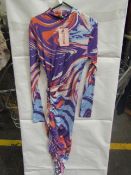 2x Missguided High Neck Cut Out Midaxi Dress Marble Purple - Size 12, New & Packaged.