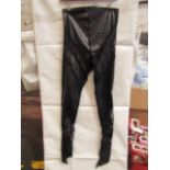 1x Box Containing Approx 40x Pretty Little Thing Shape Black Faux Leather Lace Insert Leggings, Size