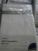 Soak & Sleep White/Light Grey 300 Thread Count Colour Border Cotton Double Duvet Cover RRP 45