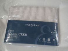 Soak & Sleep Soak & Sleep White/Natural Seersucker Stripe Standard Oxford Pillowcase Pair RRP 07