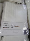 Soak & Sleep Soak & Sleep White 300TC Dobby Stripe Pure Cotton Double Bed Set RRP 50