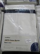 Soak & Sleep White/Navy 300 Thread Count Colour Border Cotton Superking Duvet cover RRP 45