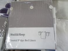 Soak & Sleep Coastal Stripe Square Pillowcase Pair Mid Grey RRP 11