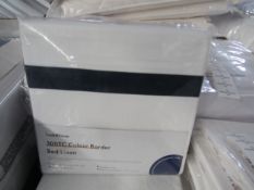 Soak & Sleep Pillowvcases White/Navy 300TC Colour Border Cotton Oxford Standard Pair RRP 07