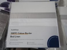 Soak & Sleep Soak & Sleep White/Light Grey 300TC Colour Border Cotton Standard Housewife Pillowcase